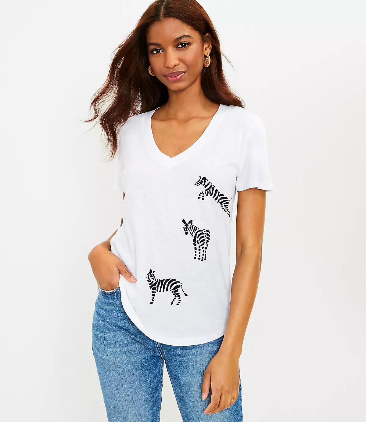 Zebra Print Everyday V-Neck Tee | LOFT | LOFT