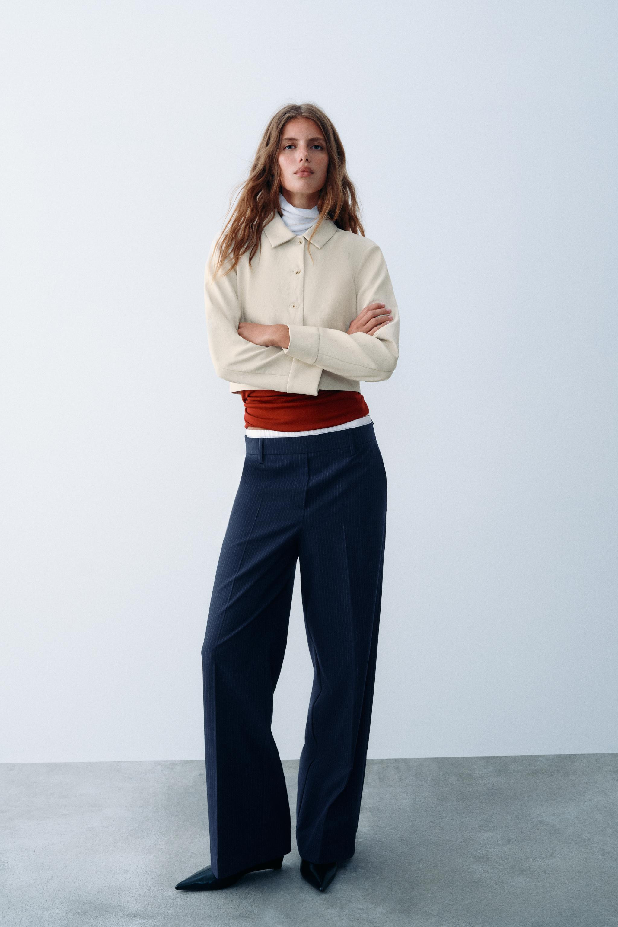 WIDE-LEG TROUSERS WITH DOUBLE WAIST | Zara UK