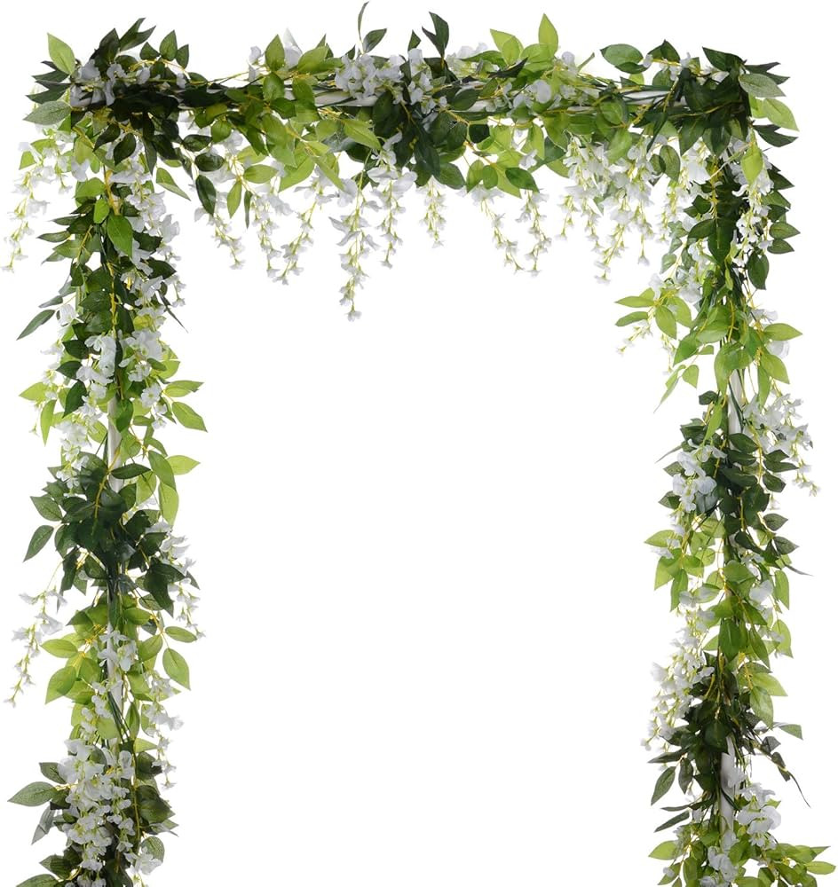 DearHouse 4Pcs 6.6Ft/Piece Artificial Flowers Silk Wisteria Garland Artificial Wisteria Vine Ratt... | Amazon (US)