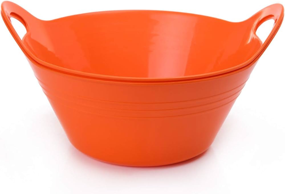 Mintra Home Plastic Bowls with Handles (4.5L Large 2pk, Orange) - 11.25W x 5inH (6.75inH with han... | Amazon (US)
