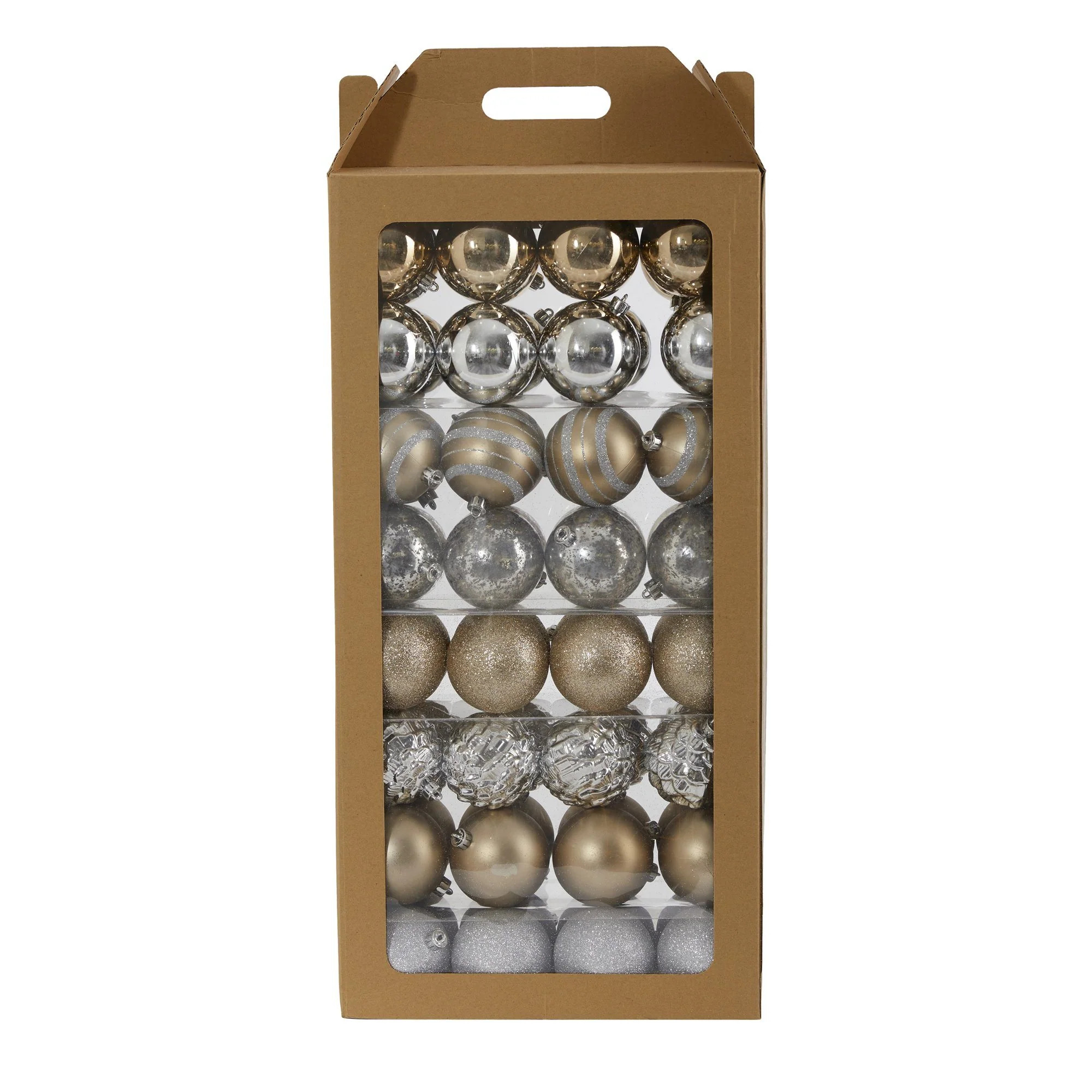 Holiday Shatterproof, 64 Count Christmas Tree Ornament Set, 80mm with | Nearly Natural