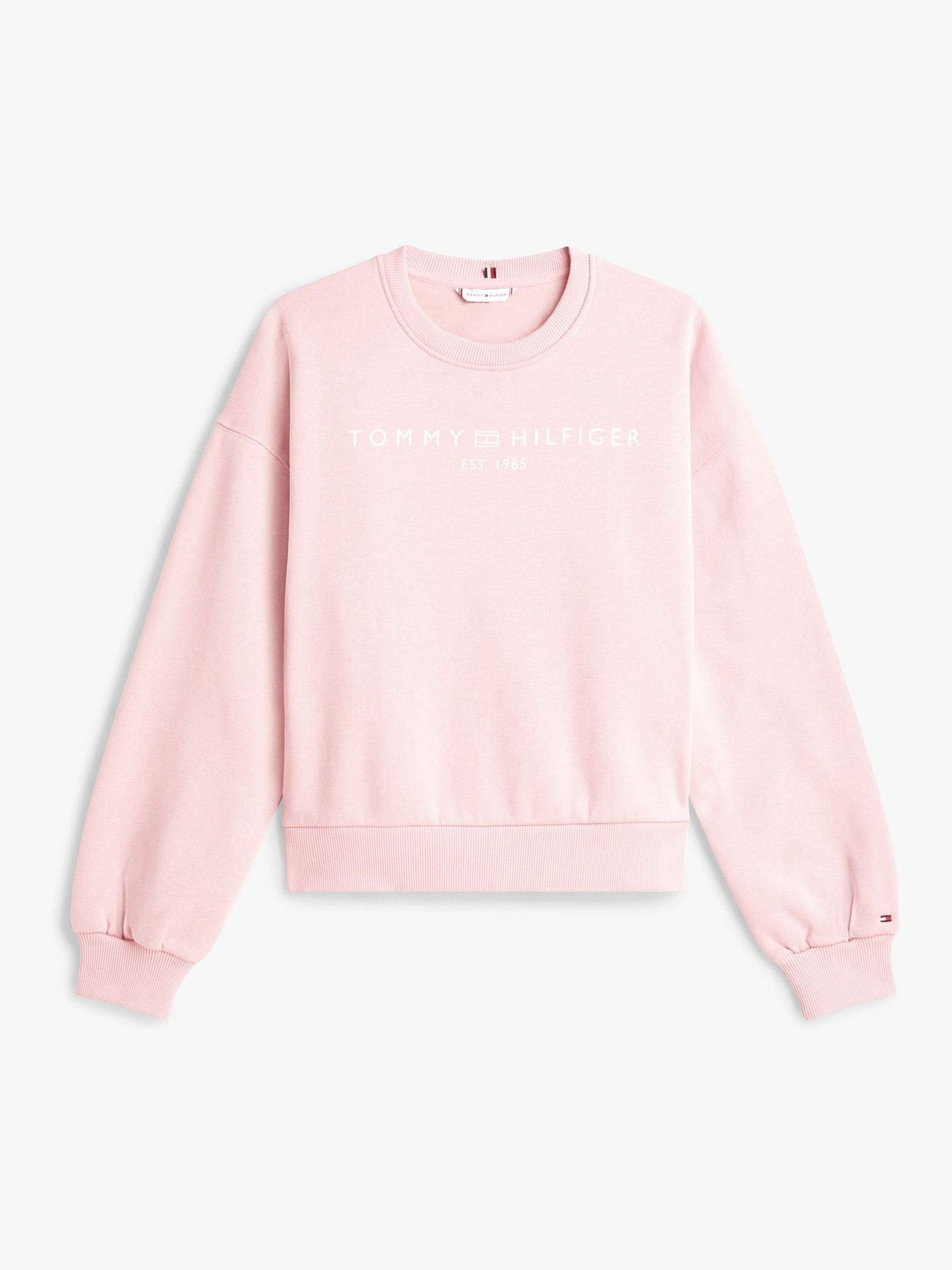 Tommy Hilfiger Tommy Hilfiger Pink Flex Fleece Relaxed Crew Neck Sweatshirt | Next US