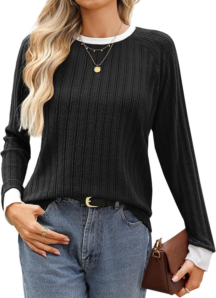 Kate Kasin Long Sleeve Tops for Women, Lightweight Fall Sweaters 2025, Loose Tunic Winter Clothes Casual Outfits | Amazon (US)