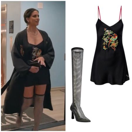 Katie Maloney’s Crystal Embellished Mesh / Fish Net Boots and Black Dress