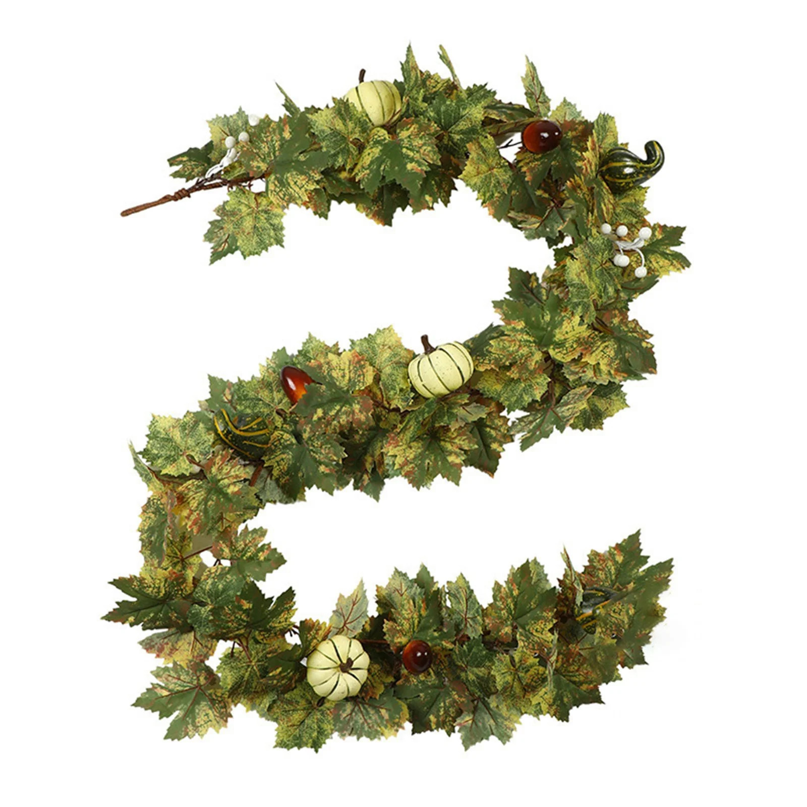 Fall Garland with Green Pumpkins and Light 5.9 Ft, Artificial Autumn Maple Leaf Garland Vine, Tha... | Walmart (US)