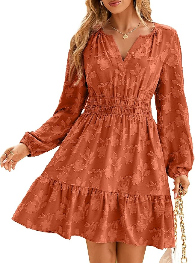 BerryGo Womens Long Sleeve Mini Dress Casual A Line Flowy Loose Vacation Party Babydoll Fall Shor... | Amazon (US)