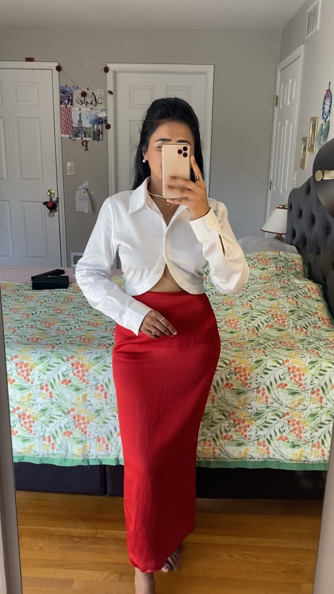 Red skirt/wedding guest/Christmas outfit/pearls/jewelry 

#LTKparties #LTKHoliday #LTKstyletip