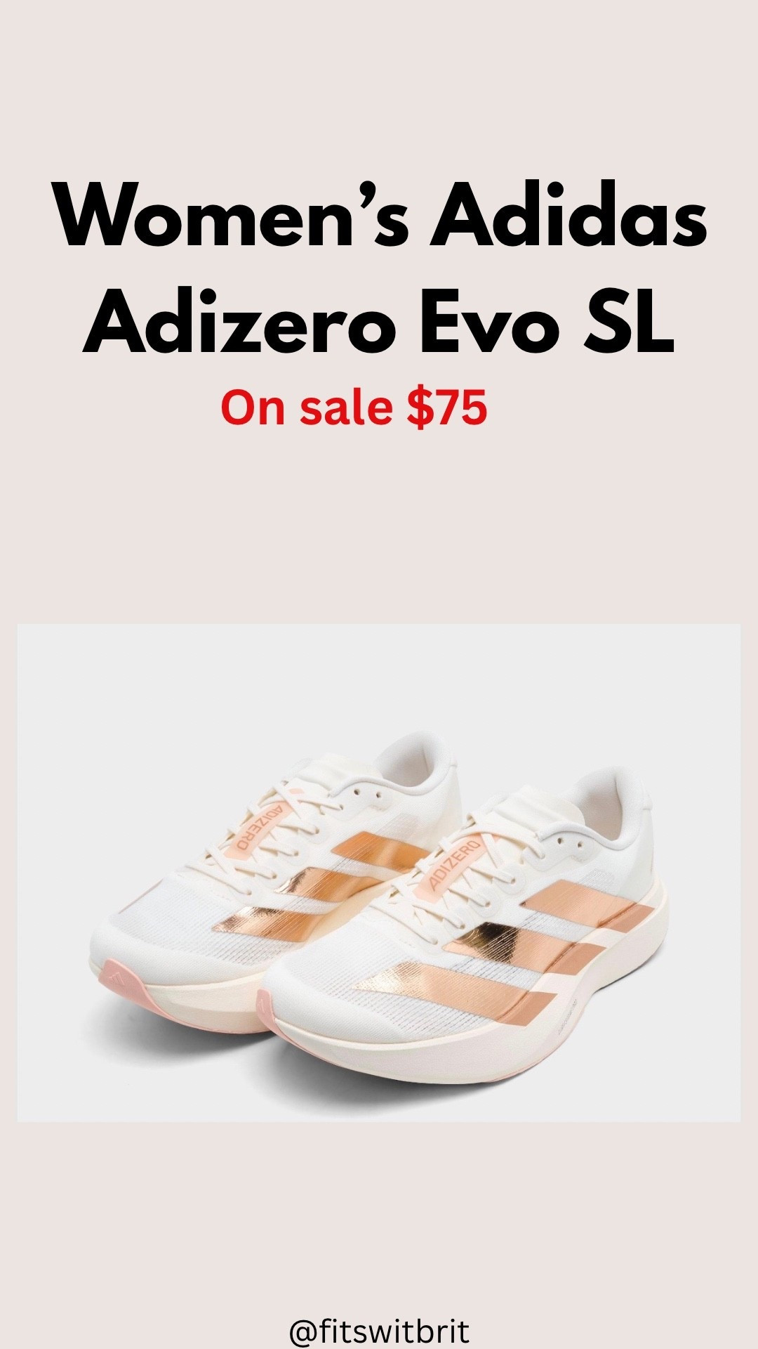Women’s Adidas Adizero Evo SL running shoes on sale $75.

#LTKfitnessgoals #LTKSaleAlert #LTKActive