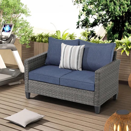 OC Orange-Casual Wicker Outdoor Patio Sofa with Cushions | Wayfair | Wayfair North America