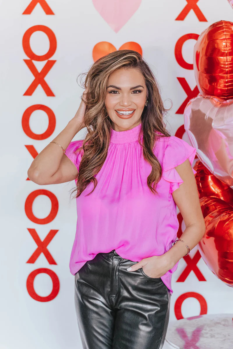 Daily Dose of Pink Mock Neck Blouse | Apricot Lane Boutique