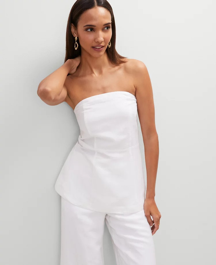 Strapless Linen-Blend Tunic Top | Ann Taylor