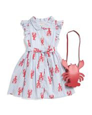 Flutter Sleeve Lobster Print Shirt Dress With Handbag | TJ Maxx