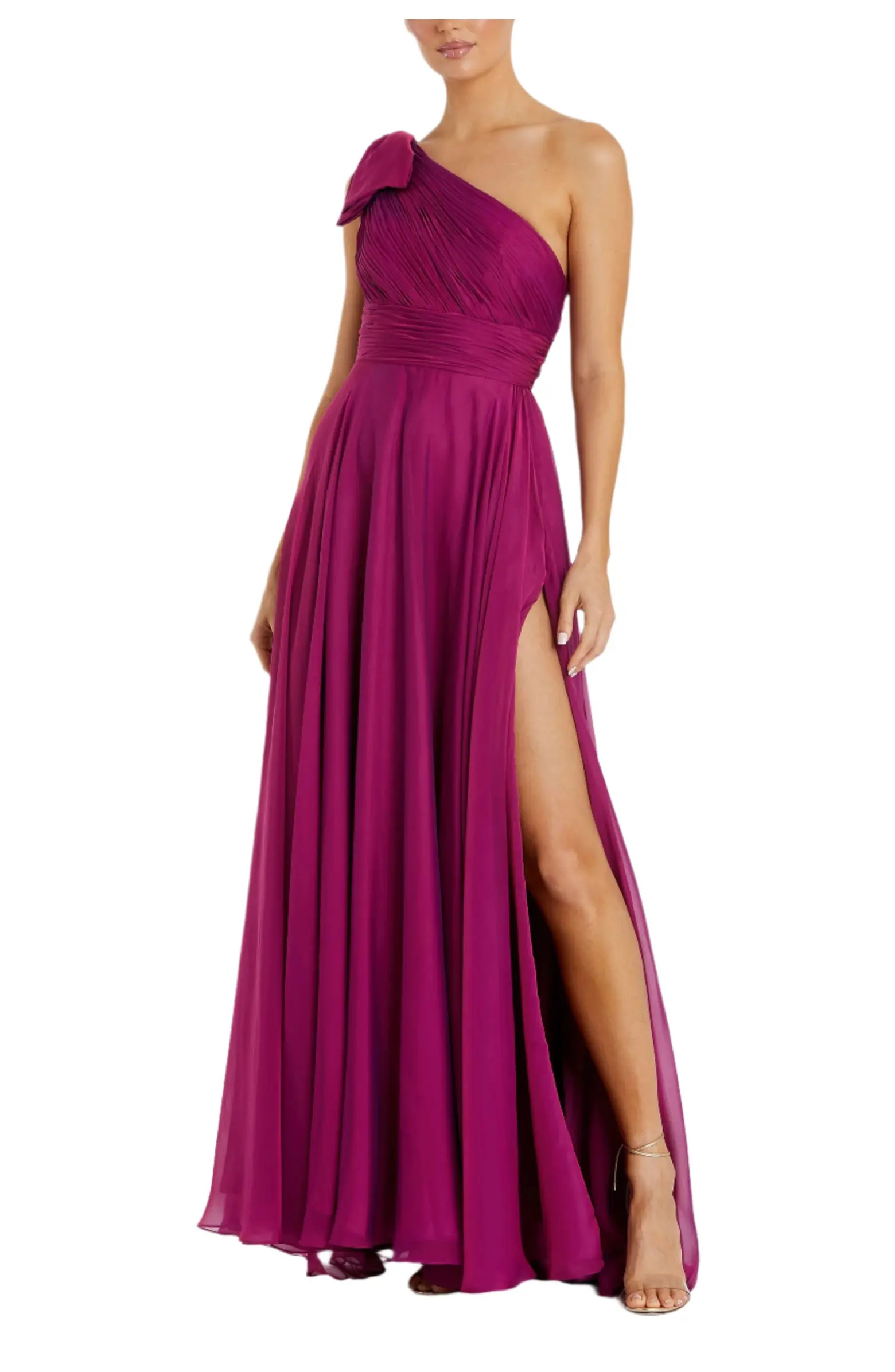 Pleated One Shoulder Chiffon Gown | Nordstrom