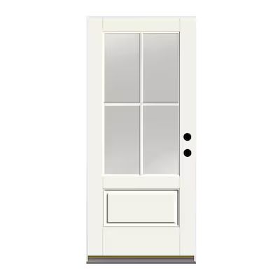 Therma-Tru Benchmark Doors 36-in x 80-in Fiberglass 3/4 Lite Left-Hand Inswing White Painted Preh... | Lowe's