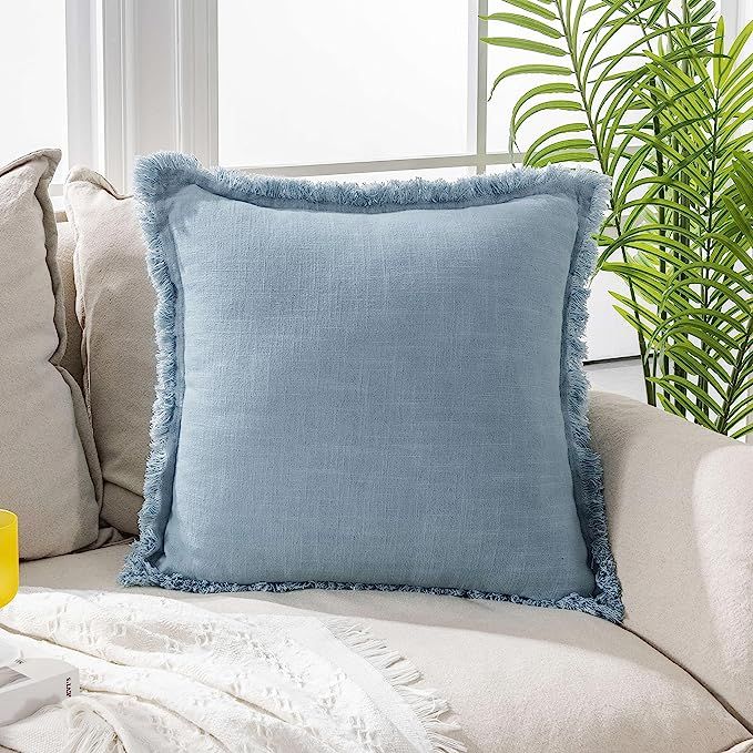ATLINIA Decor Throw Pillow Cover - 20x20 Inch Linen Decorative Farmhouse Boho Fringe Cushion for ... | Amazon (US)