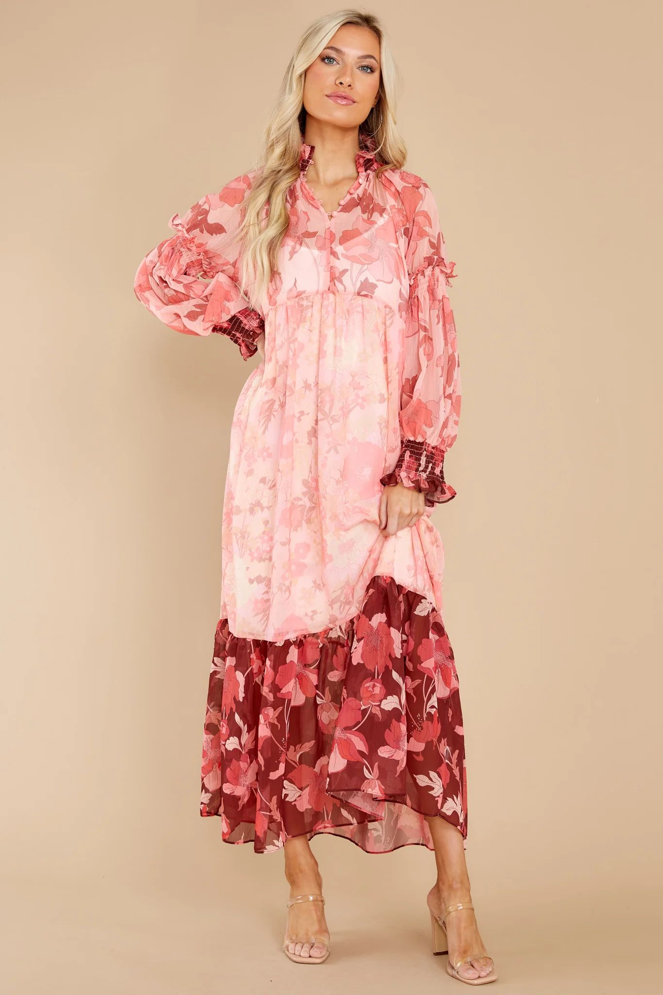 Be Extravagant Red Floral Print Maxi Dress | Red Dress 