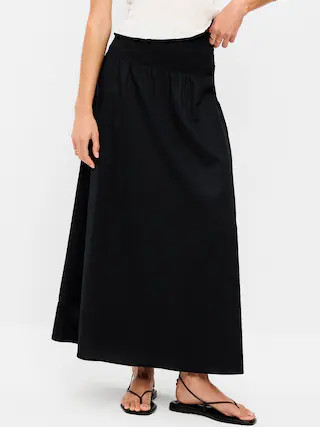 Twill Smocked-Waist Maxi Skirt | Old Navy (US)