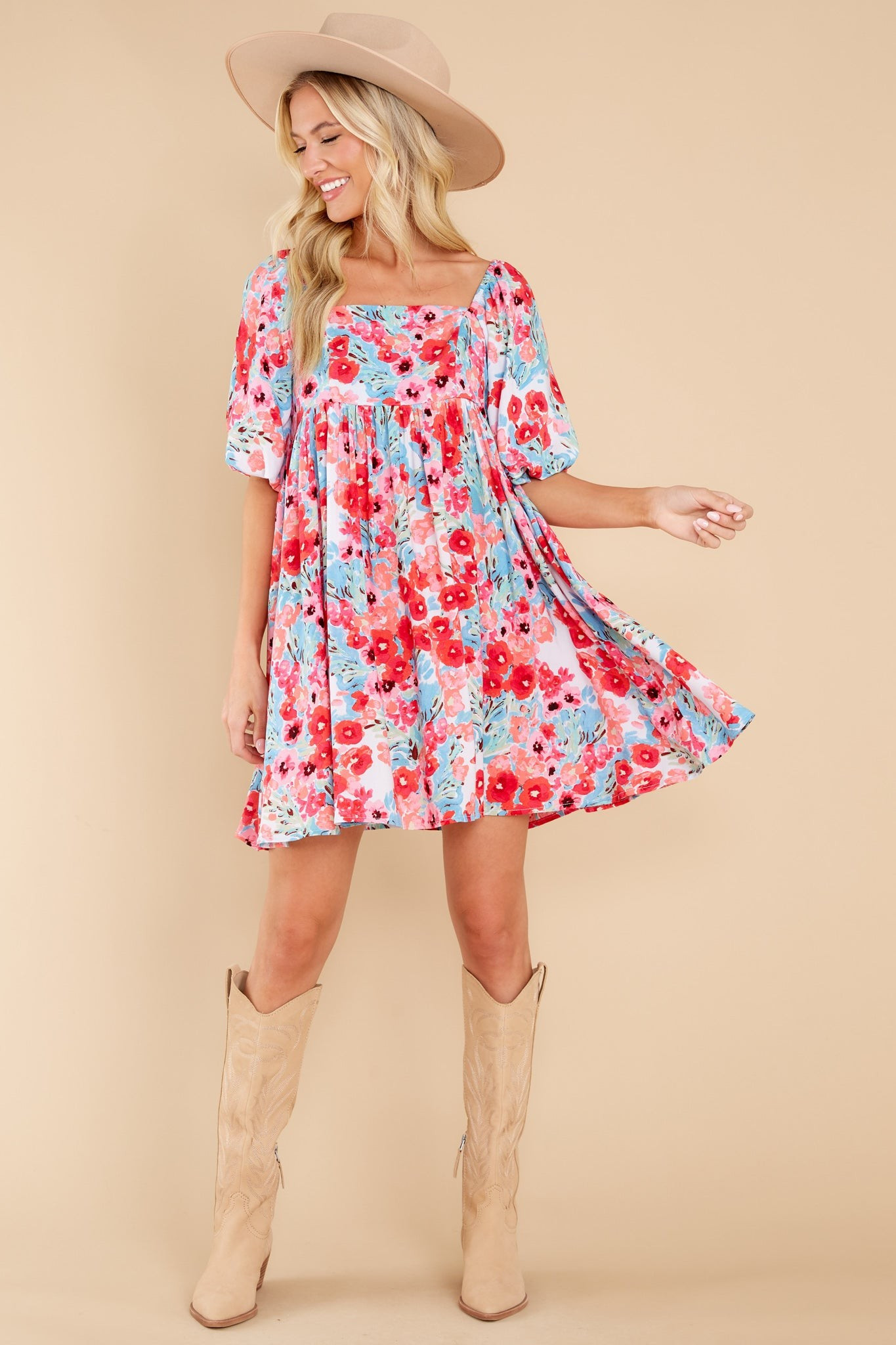 Enchanting Ways Hot Pink Floral Print Dress | Red Dress 