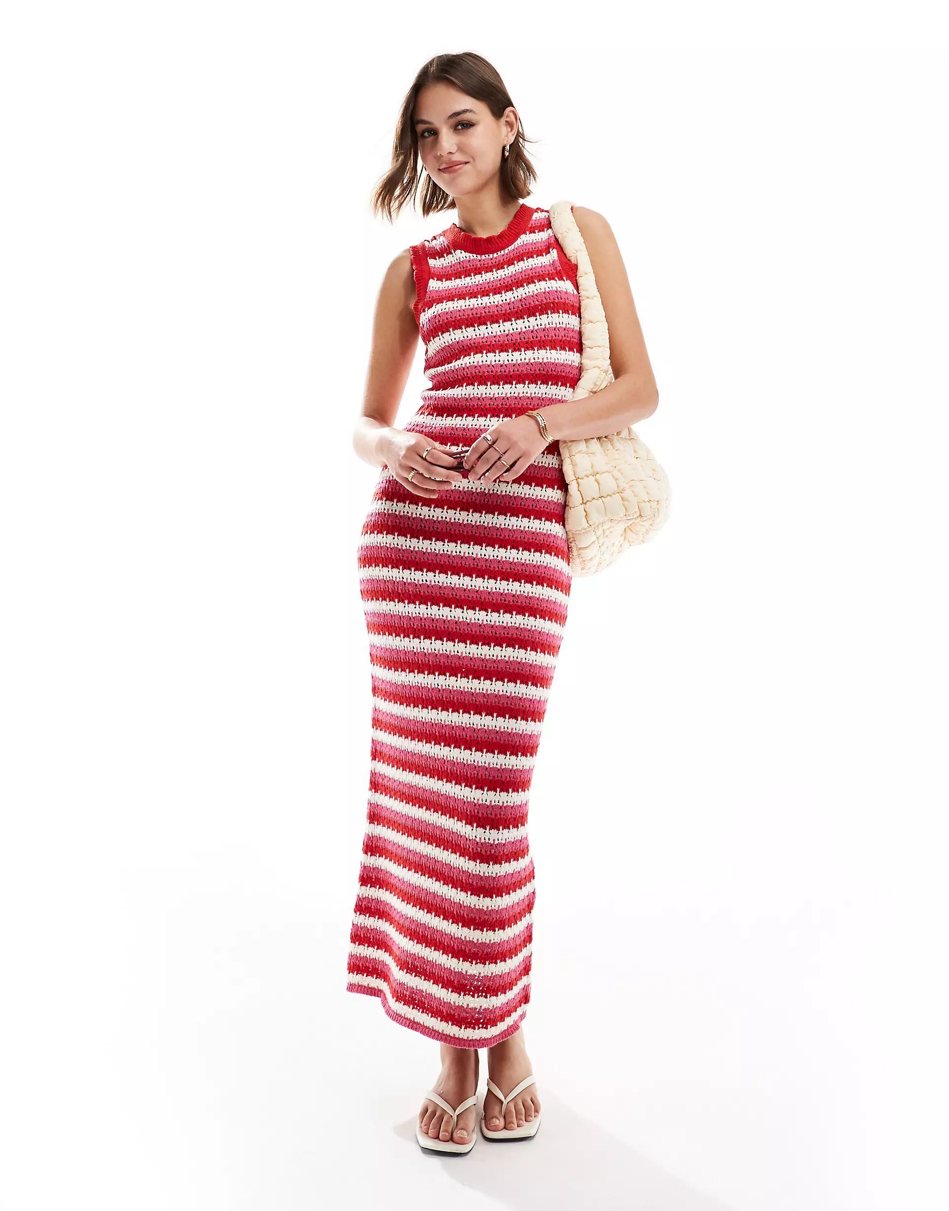 ONLY maxi knit dress in red and white stripe | ASOS (Global)
