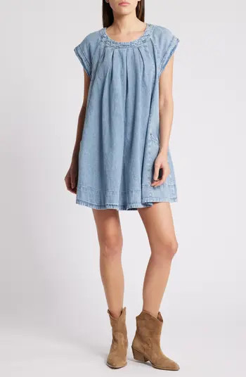 Free People Marcel Pleated Denim Minidress | Nordstrom | Nordstrom
