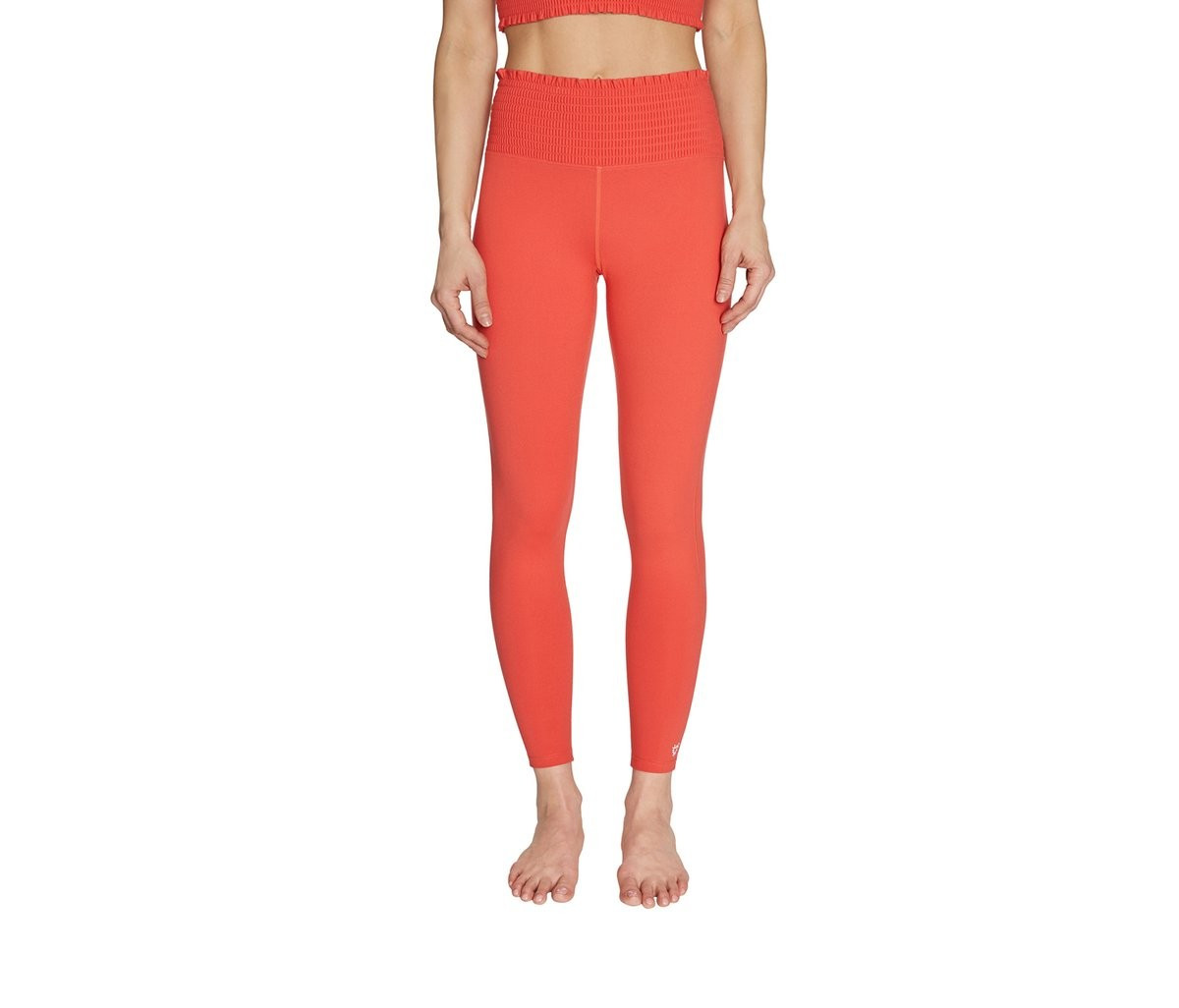 SMOCKED WAIST HIGH RISE LEGGING CORAL | Betsey Johnson