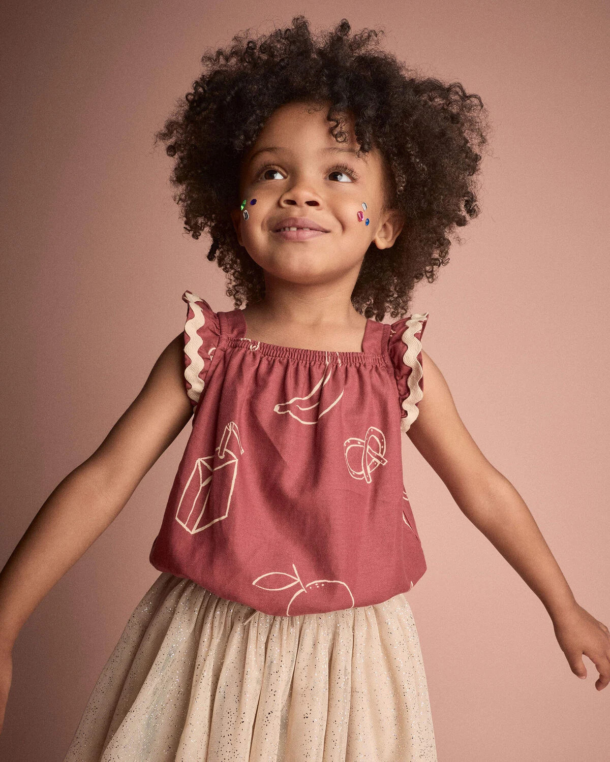 Toddler Girl Ruffle Peplum Top in Snack Print - Red - Otter Avenue | Carter's | Carter's Inc