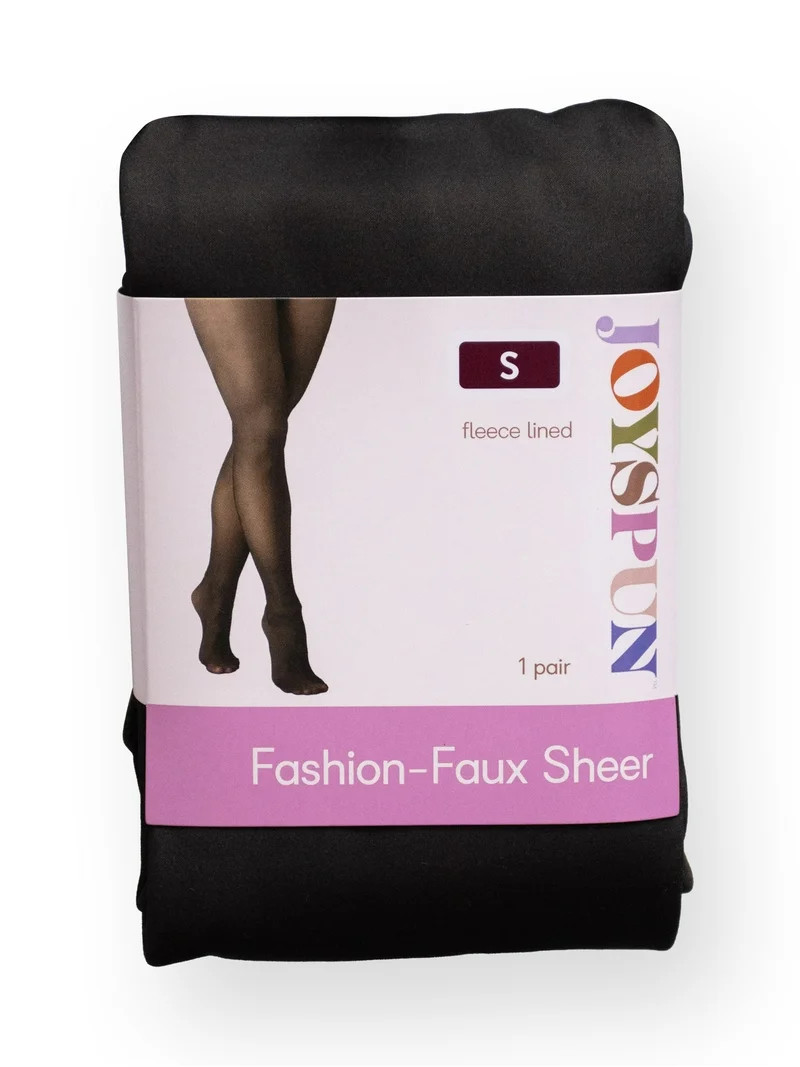 Joyspun Women's Faux Sheer Fleece Tights, Sizes S-3XL | Walmart (US)