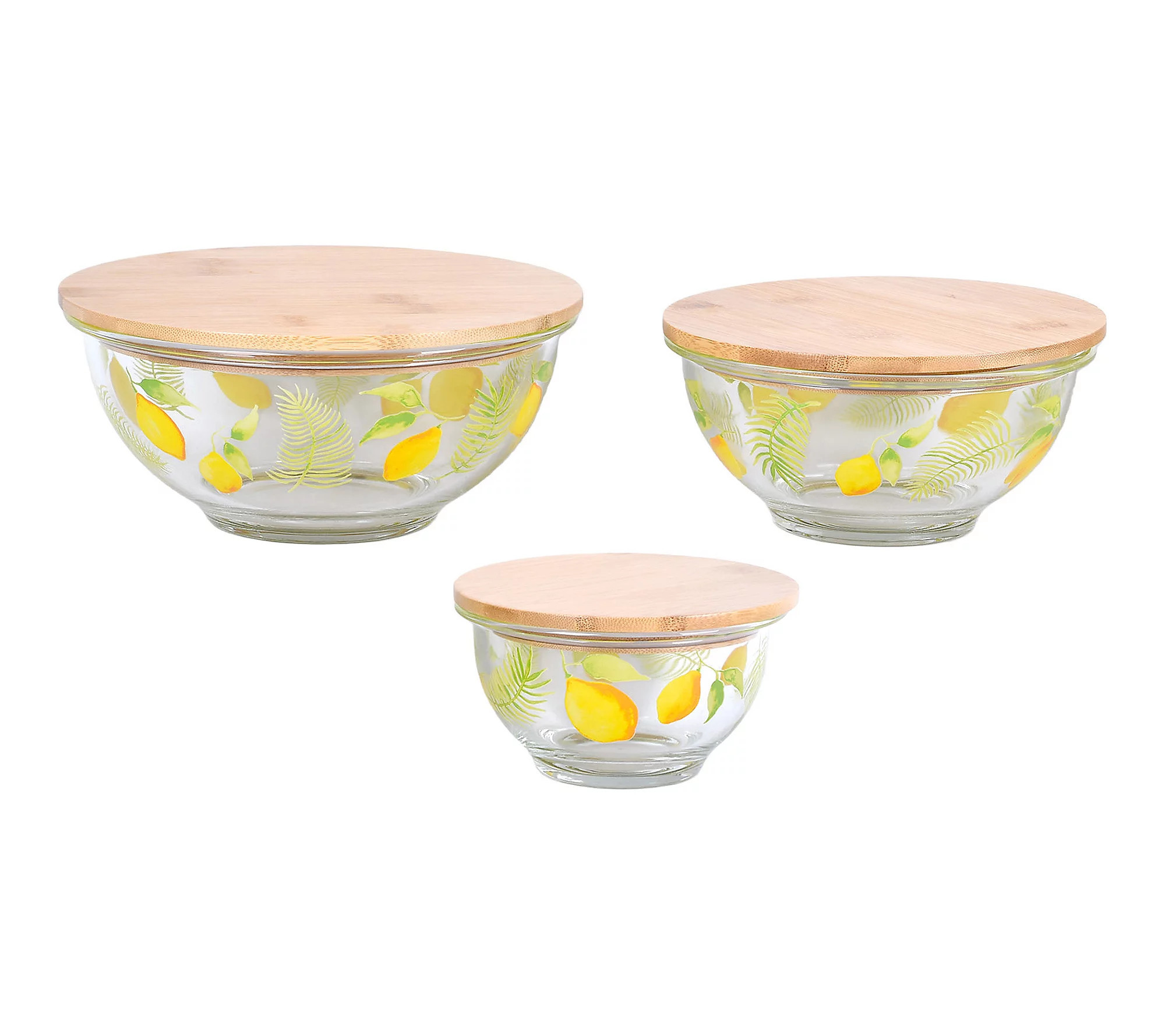 As Is Temp-tations Seasonal Set of 3 Glass Bamboo Lids | QVC