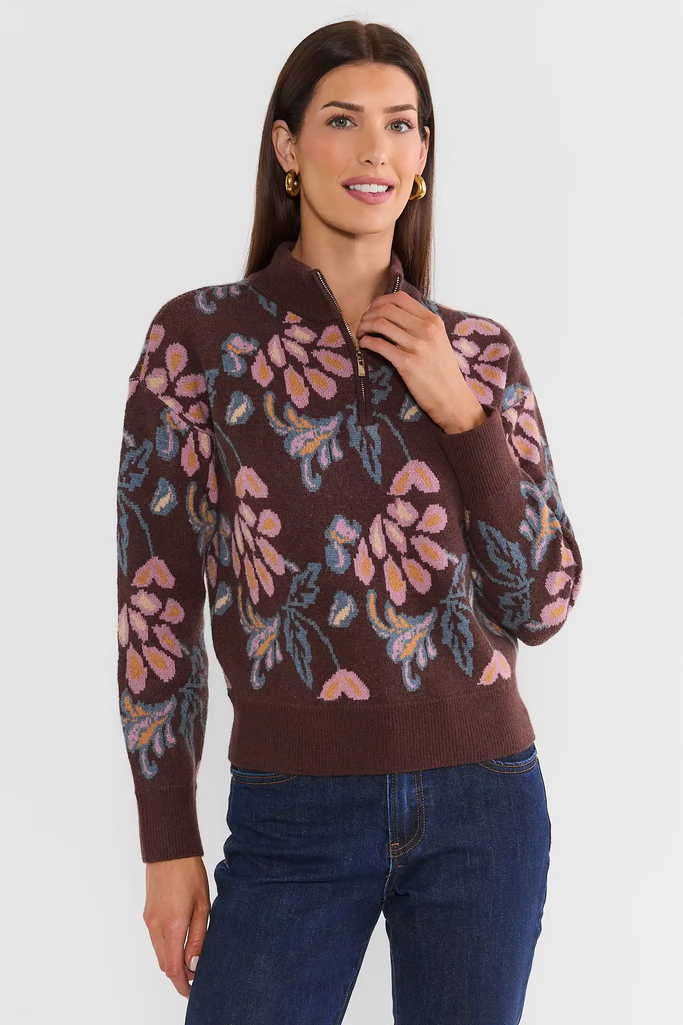 Nancy Brown Floral Sweater | Avara