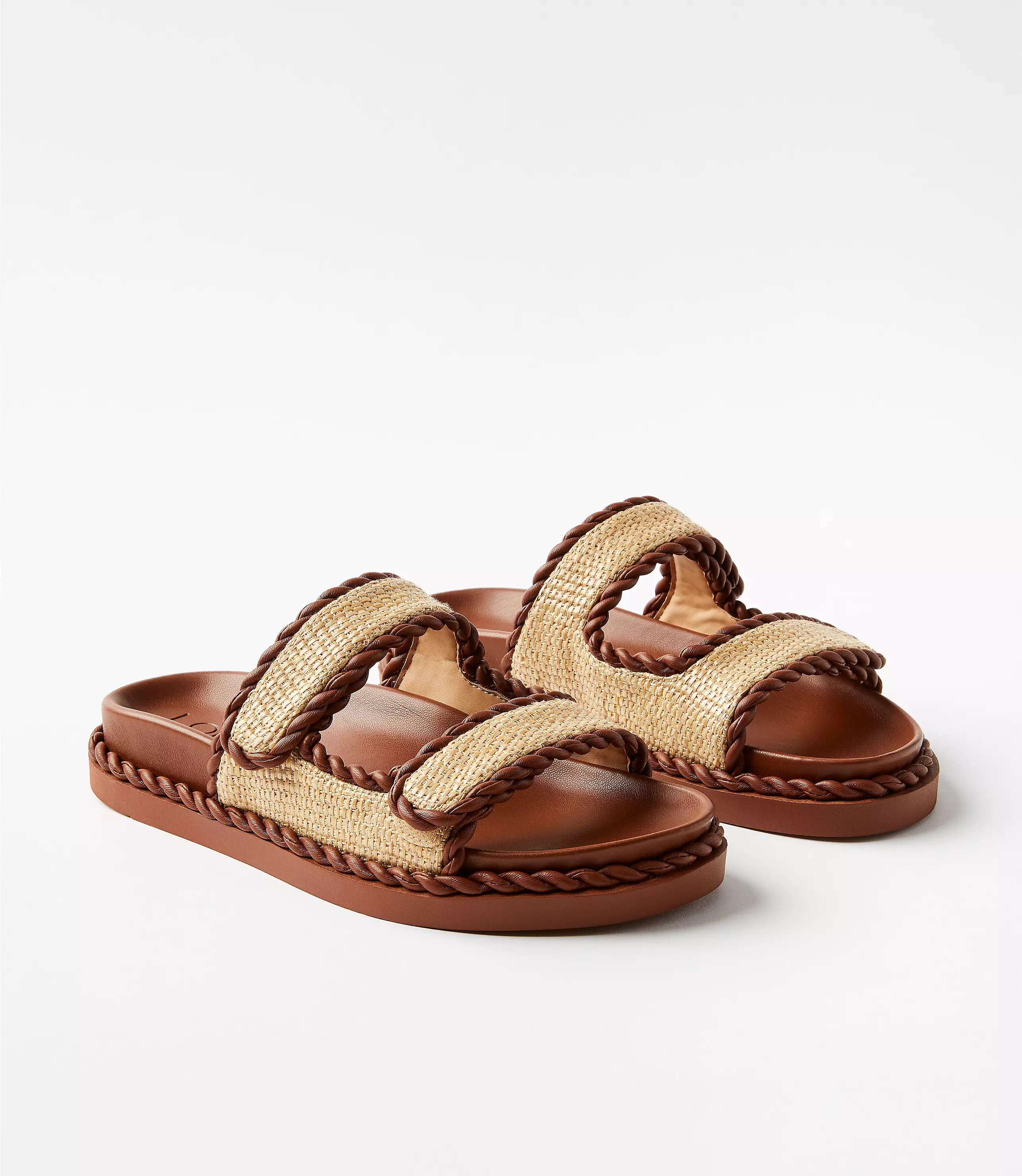 Straw Double Buckle Molded Sandals | LOFT