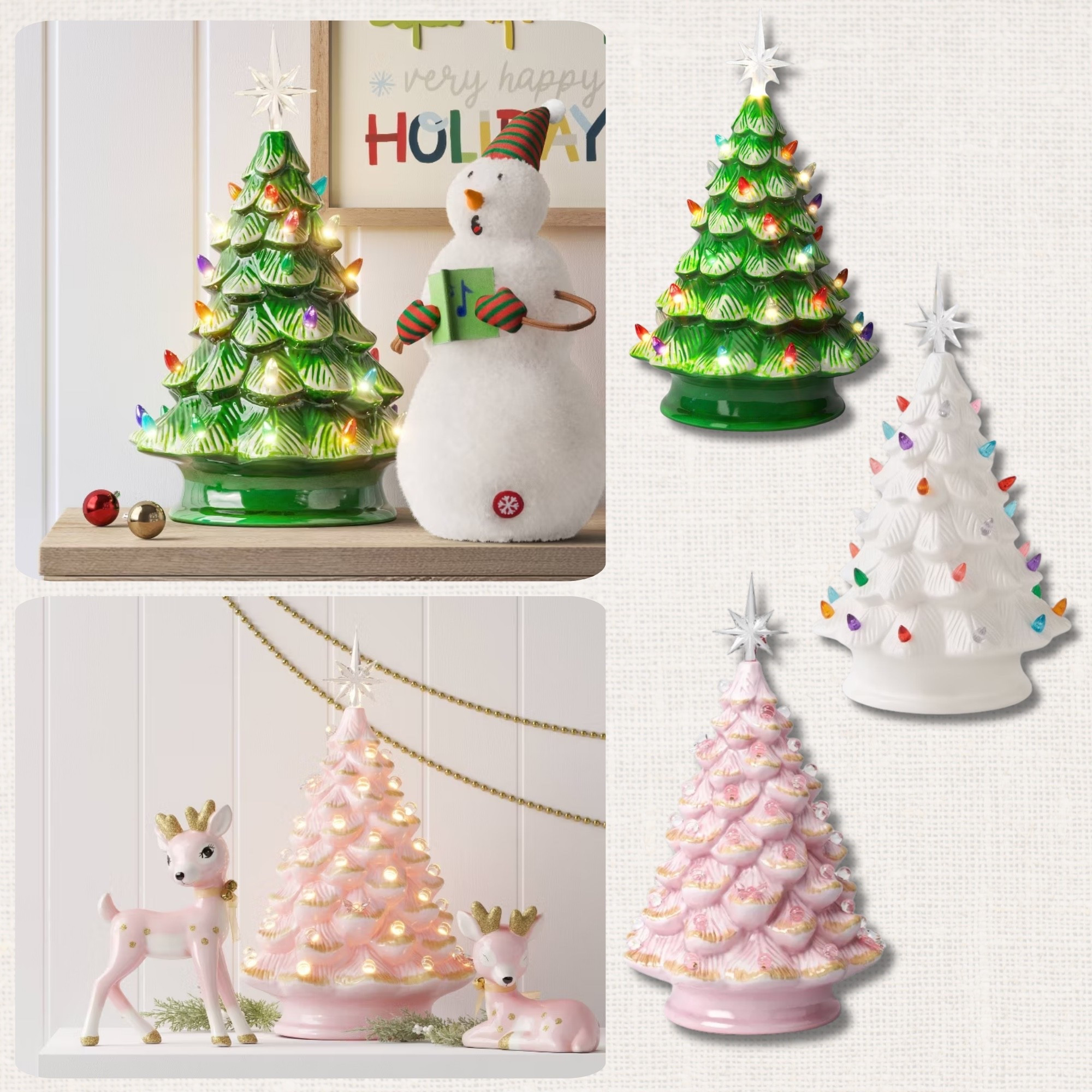 Nostalgic Christmas decor, Christmas tree decor, table top, lights, Christmas village, green, white, pink Christmas  

#LTKSeasonal #LTKHome #LTKHoliday