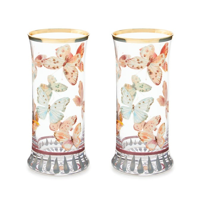Butterfly Hill Highball Glass, Set of 2 | MacKenzie-Childs