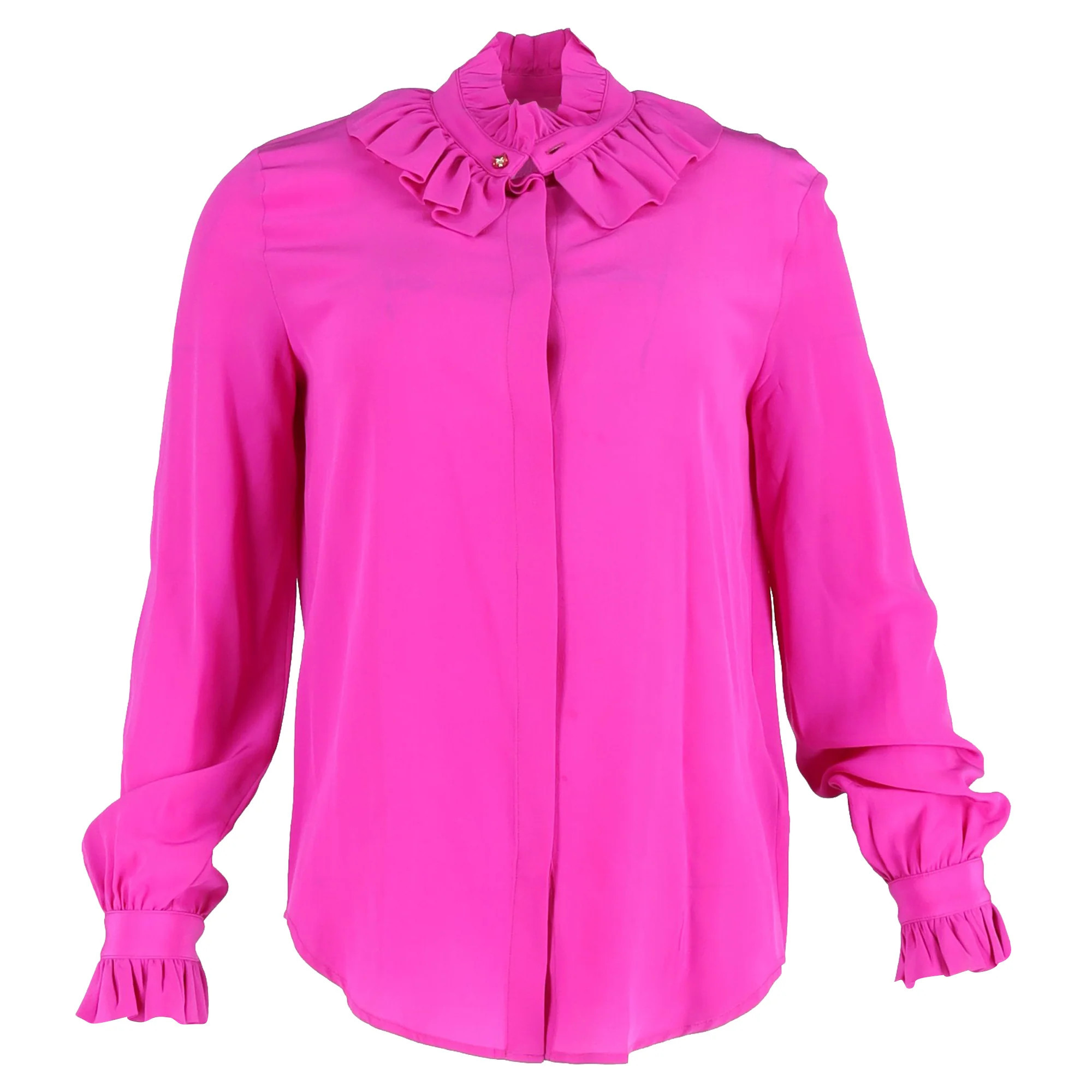 Mulberry Ruffled Blouse in Pink Silk | Shop Simon