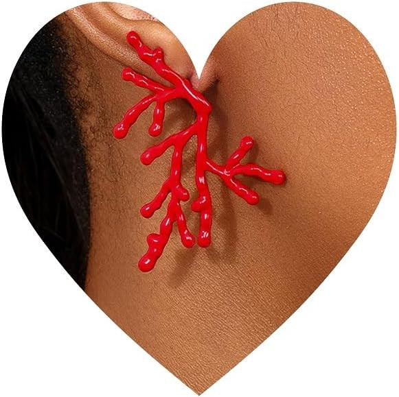 Red Coral Branch Statement Earrings, Fashion Drop Dangle Earrings for Women, Beach Theme Fashion ... | Amazon (US)