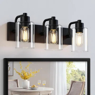 Bathroom Light Fixtures, 3-Light Bathroom Lights Over Mirror With Clear Glass Shade,Wall Sconces For Kitchen Living Room Bedroom | Wayfair North America