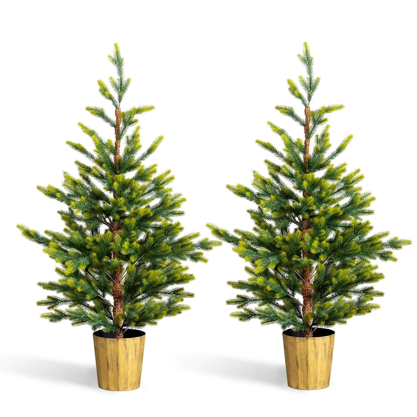2 Pack Artificial Green Christmas Tree With Pot Stand Holiday Decoration | Wayfair North America