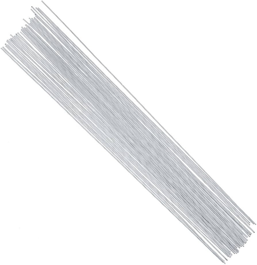DECORA 18 Gauge White Floral Stem Wire 16 inch,50/Package | Amazon (US)