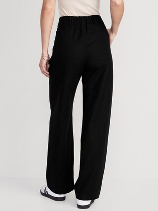 Extra High-Waisted Pleated Taylor Wide-Leg Linen-Blend Trouser Pants for Women | Old Navy (US)