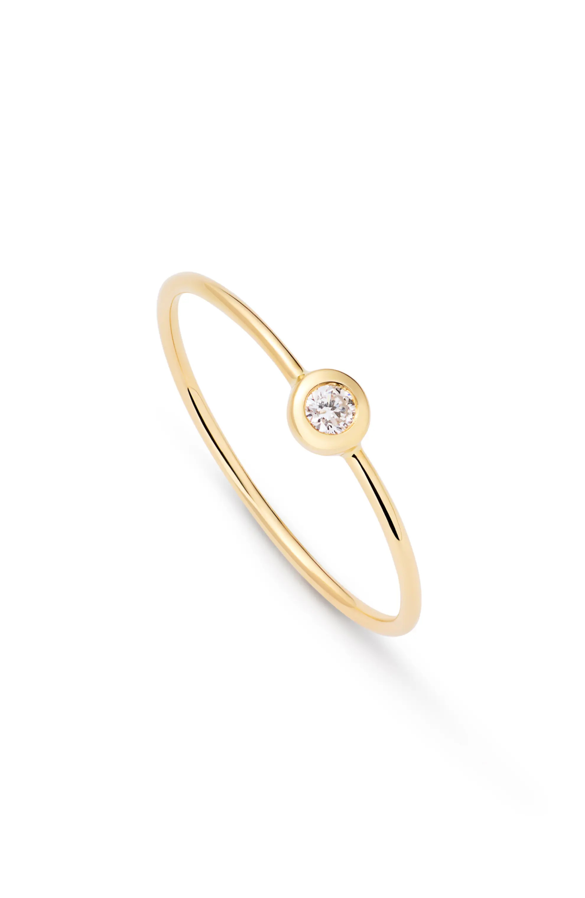 Ana Luisa Solid Yellow Gold - Solo Diamond Stacking Ring at Nordstrom, Size 8 | Nordstrom