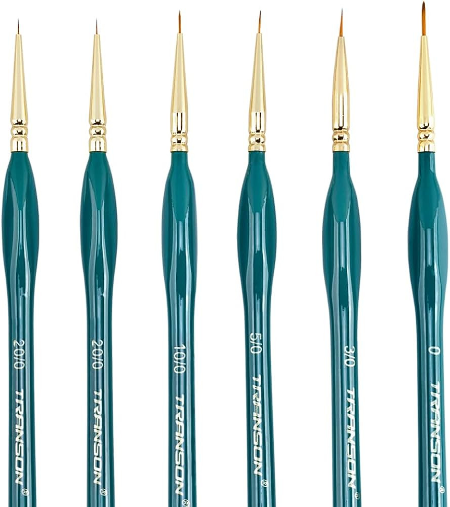Transon Detail Thin Paint Brush Set 6pcs for Model Minature Craft and Art Painting Green | Amazon (US)