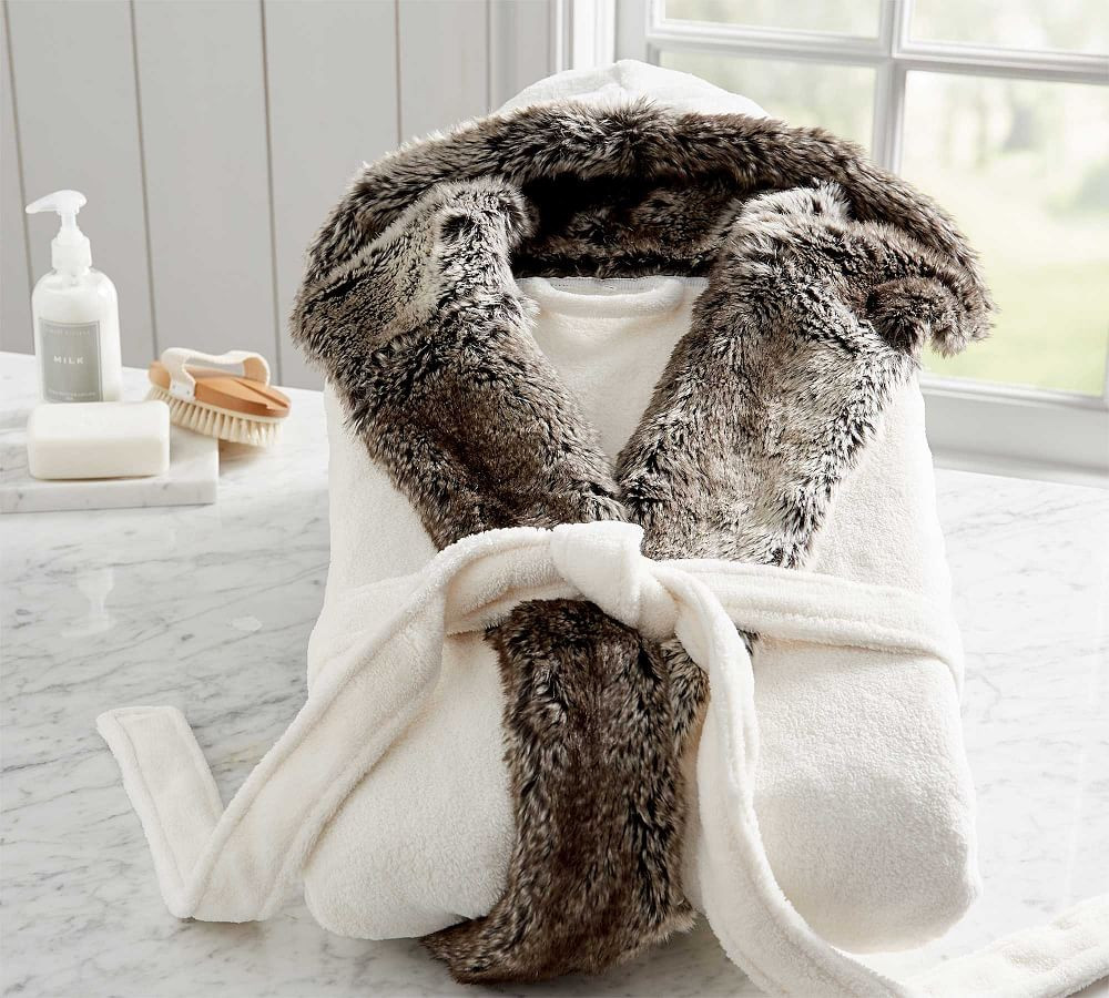 Gray Ombre Faux Fur Robe, Medium, Gray Ombre | Pottery Barn (US)