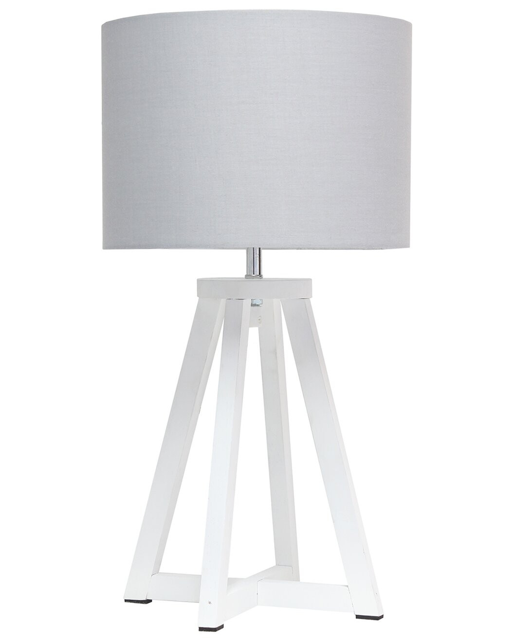 Interlocked Triangular White Wood Table Lamp With Gray Fabric Shade | Gilt & Gilt City