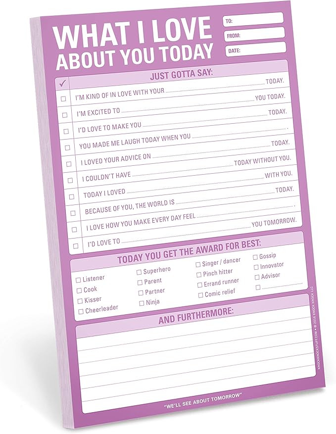 Knock Knock What I Love About You Checklist Note Pad, 6 x 9-inches | Amazon (US)