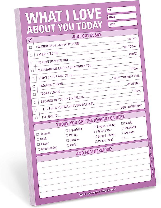 Knock Knock What I Love About You Checklist Note Pad, 6 x 9-inches | Amazon (US)