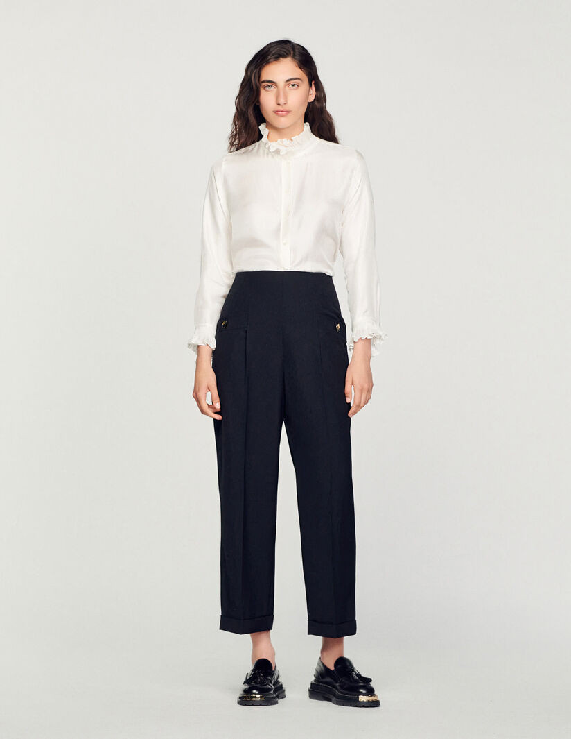 Silk shirt with gathered collar | Sandro-Paris US