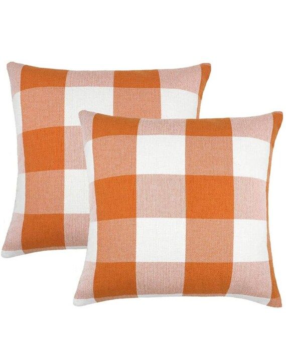 2pc Buffalo Check Pillow Covers Farmhouse Home Decor Linen | Etsy | Etsy (US)