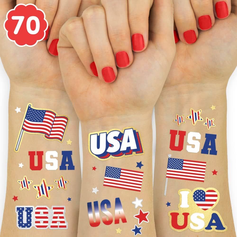 xo, Fetti Fourth of July Decorations Tattoos - 70 styles | Red White and Blue Party Supplies, 4th... | Amazon (US)