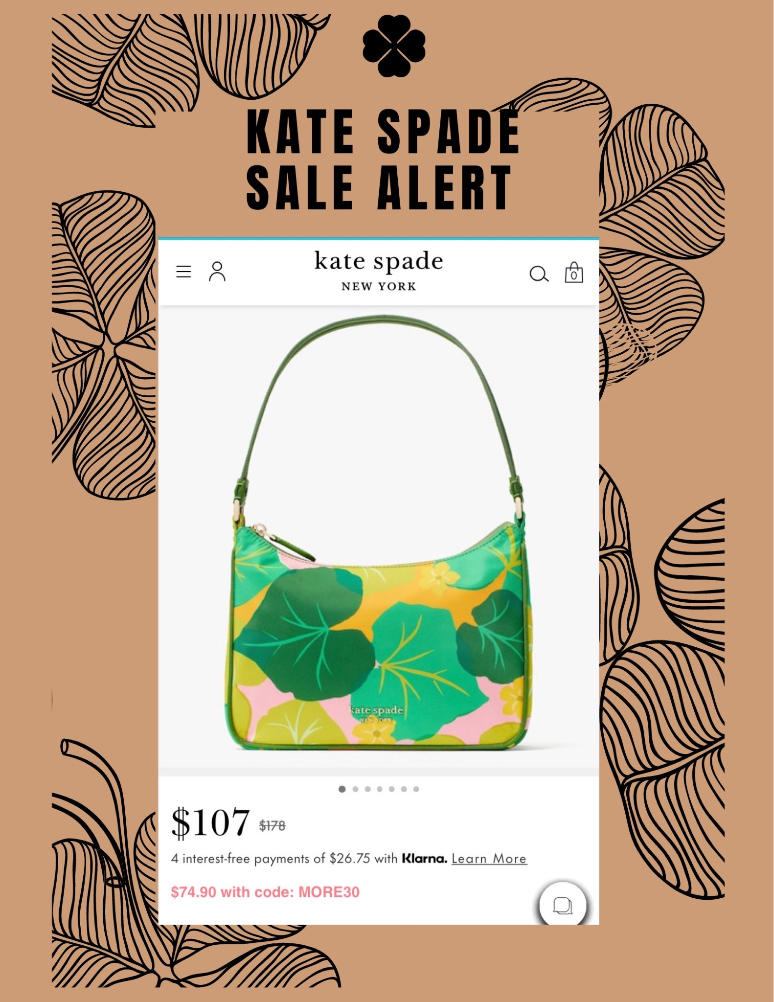 kate spade Kate Spade The Little Better Sam Cucumber Floral Mini