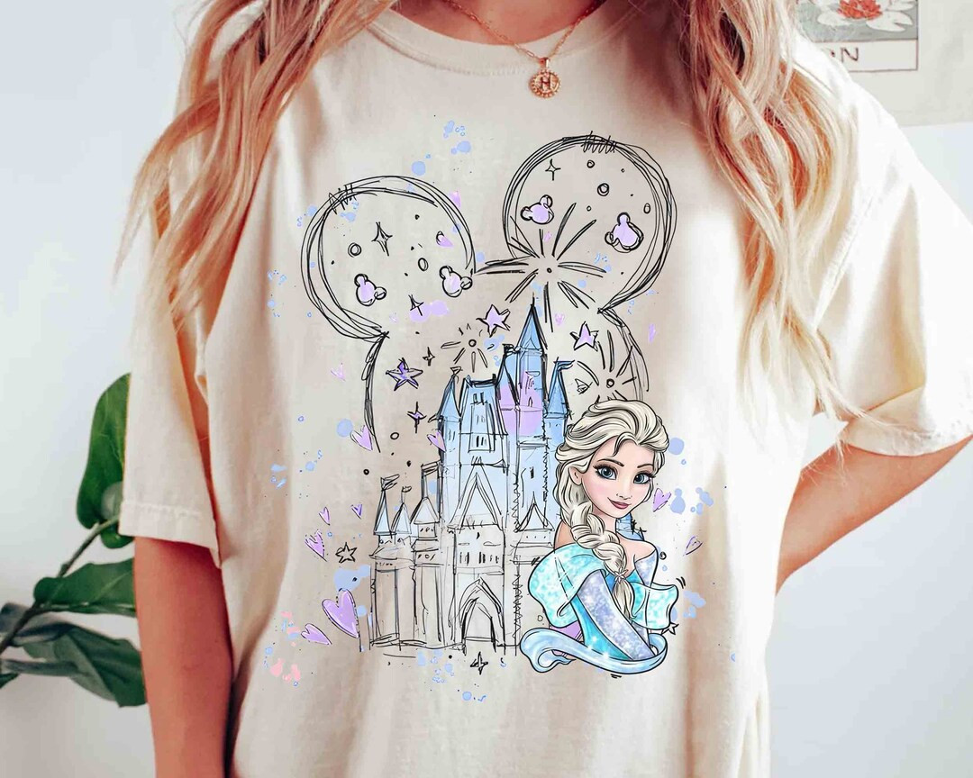 Disney Castle Frozen Elsa Princess Portrait Mickey Ears Shirt, WDW Disney Parks Magic Kingdom Dis... | Etsy (US)