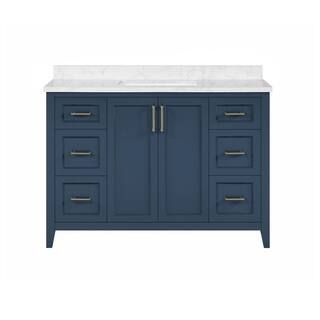Home Decorators Collection Madsen 48 in. W x 22 in. D Bath Vanity in Grayish Blue with Cultured M... | The Home Depot